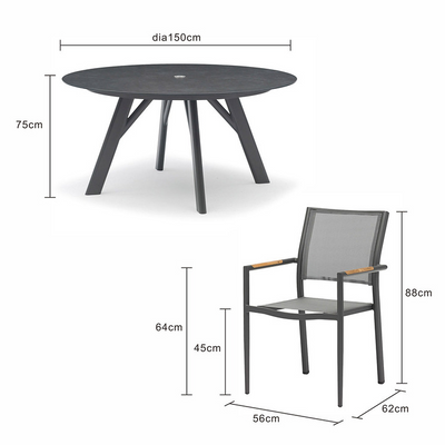 Iowa 150 cm Table Largo Chair Outdoor Dining Setting