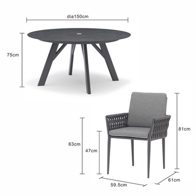 Iowa 150 cm Table Lawson Chair Outdoor Dining Setting