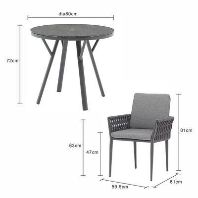 Iowa 80 cm Table Lawson Chair Outdoor Dining Setting