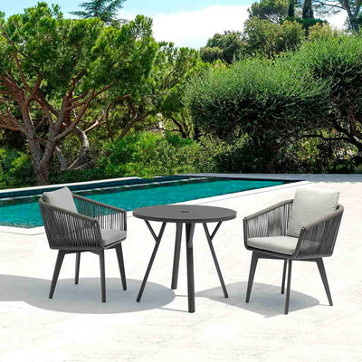 Iowa Aluminium Outdoor Round Dining Table with High-pressure Laminate Top 80 cm