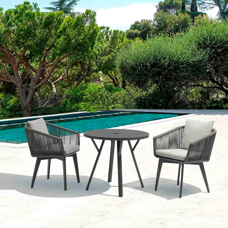 Iowa Aluminium Outdoor Round Dining Table with High-pressure Laminate Top 80 cm