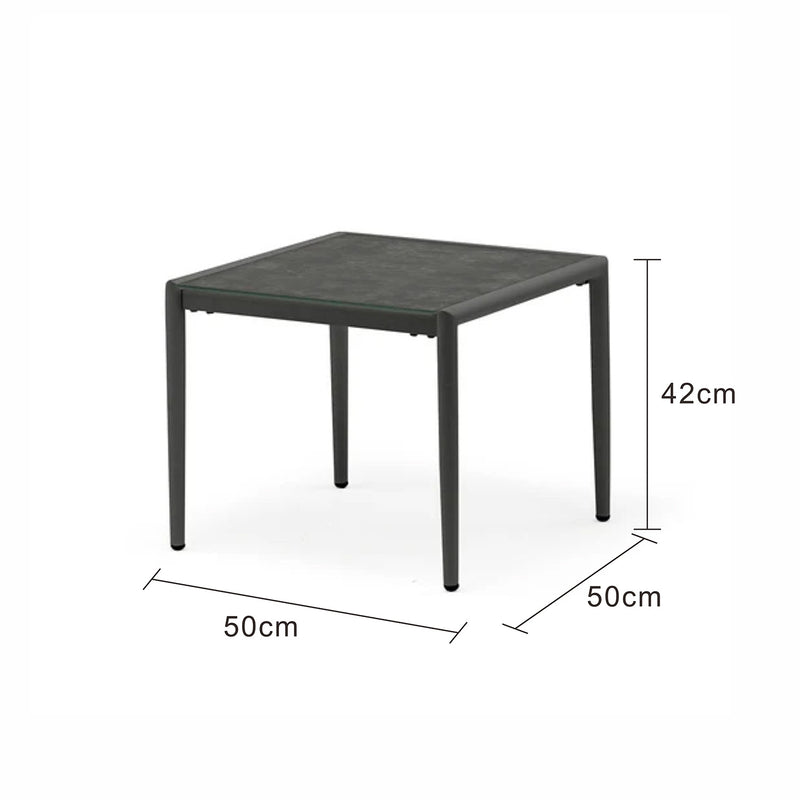 Largo Outdoor Aluminium Side Table with Ceramic Glass Top 50 cm