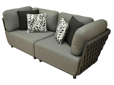 Dark-grey cozy 'Lawson' 2 seater rope outdoor lounge, great for enhancing outdoor living, displayed on a plain white background, viewed from a front angle.