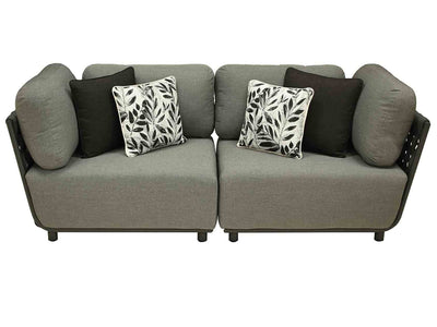 Dark-grey cozy 'Lawson' 2 seater rope outdoor lounge, great for enhancing outdoor living, displayed on a plain white background, viewed from the front.