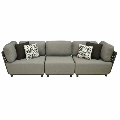 Dark-grey cozy 'Lawson' 3 seater rope outdoor lounge, great for enhancing outdoor living, displayed on a plain white background, viewed from the front.