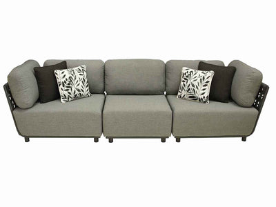 Dark-grey cozy 'Lawson' 3 seater rope outdoor lounge, great for enhancing outdoor living, displayed on a plain white background, viewed from the front.