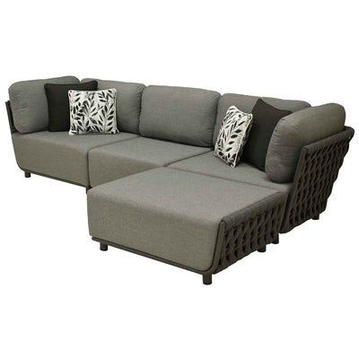 Dark-grey cozy 'Lawson' 3 seater rope outdoor lounge, great for enhancing outdoor living, displayed on a plain white background, viewed from a front angle.