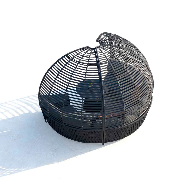 Complete Lawson Outdoor Rope Pavilion Lounge, featuring canopy frame surrounding the setup. All set against a plain white background, highlighting sophisticated alfresco furniture for luxurious outdoor living.