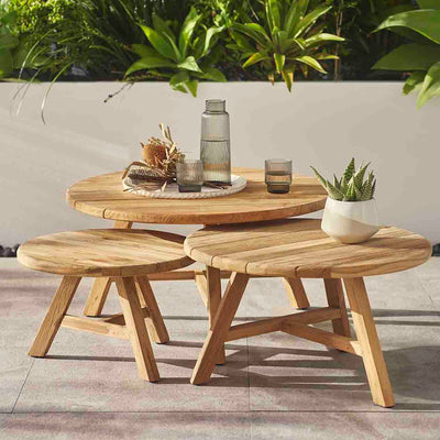 Leduc Outdoor Recycled Teak Round Coffee Table 80 cm