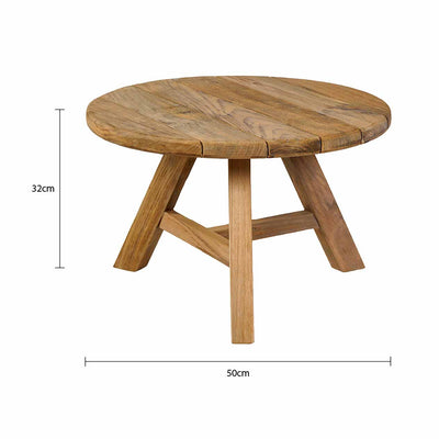 Leduc Outdoor Recycled Teak Round Coffee Table 50 cm