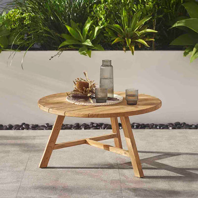 Leduc Outdoor Recycled Teak Round Coffee Table 80 cm