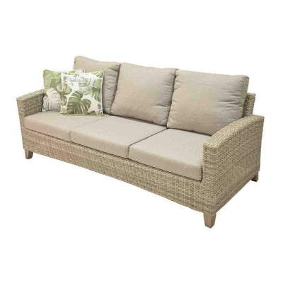 Leeds outdoor lounge set with handcrafted wicker furniture including two-seater, armchair and coffee table