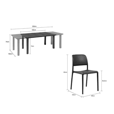 Nardi Levante Table Bora Armless Chair Outdoor Dining Setting 9PC