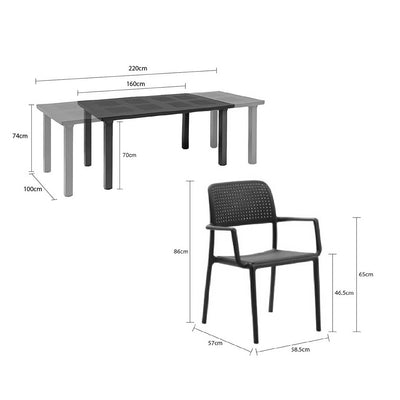 Nardi Levante Table Bora Chair Outdoor Dining Setting 9PC