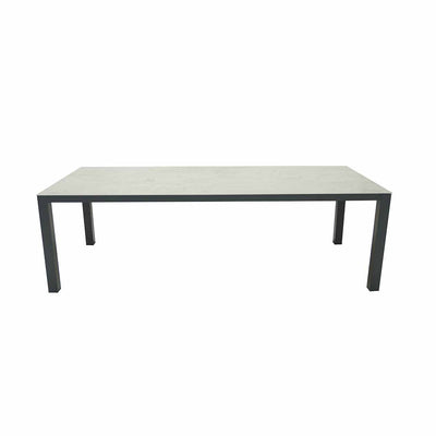 Black & grey rectangular Lisbon ceramic outdoor table, perfect for alfresco furniture setups, displayed on a plain white background, viewed from the front.