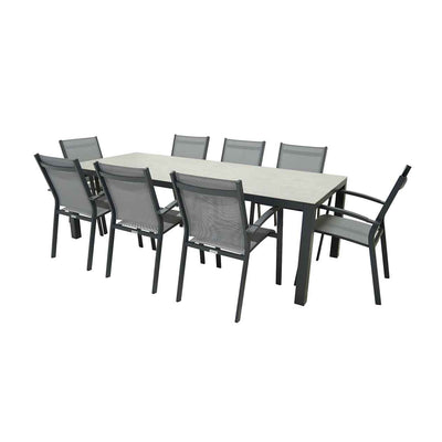 Lisbon Table Cosmo Chair Outdoor Dining Setting 9PC