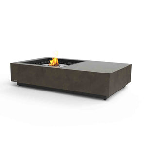 Rectangular grey Ecosmart Manhattan firepit set against a plain white background, ideal for complementing outdoor furniture settings.