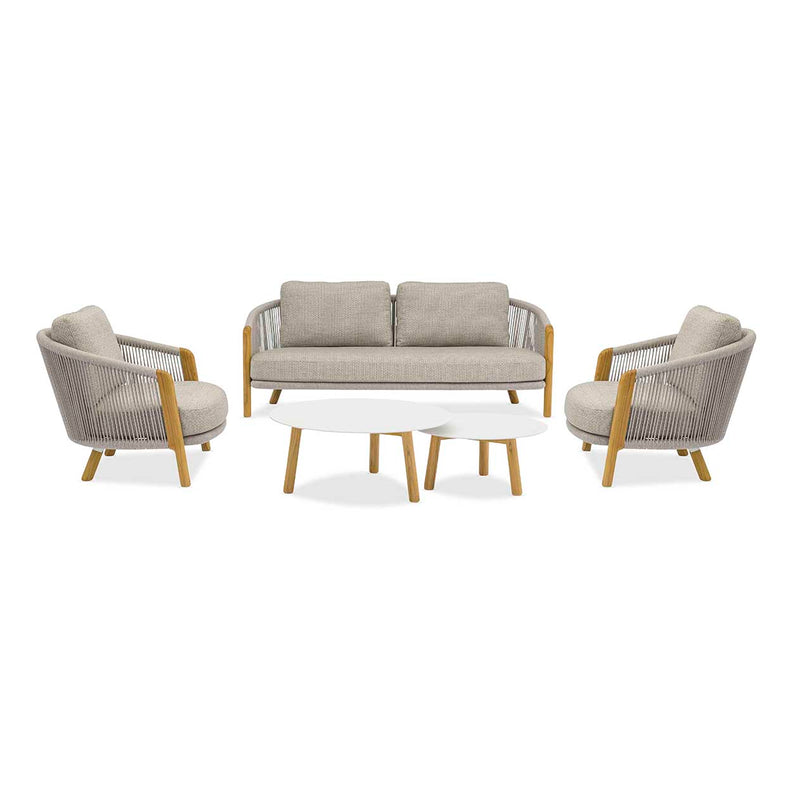 Milano 4 Seater Outdoor Teak and Rope Lounge with Coffee Table Set