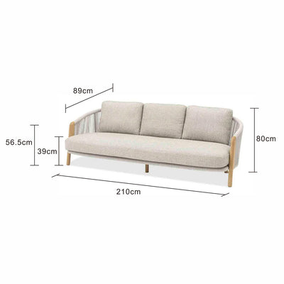 Milano 3 Seater Outdoor Teak and Rope Lounge