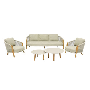 Milano 5 Seater Outdoor Teak and Rope Lounge With Coffee Table Set