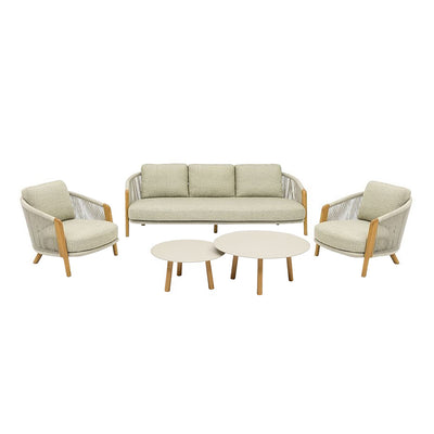 Milano 5 Seater Outdoor Teak and Rope Lounge With Coffee Table Set