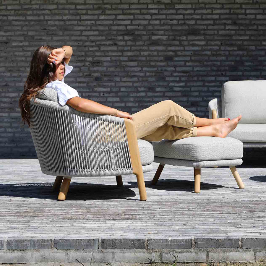 Milano Outdoor Teak and Rope Balcony Setting