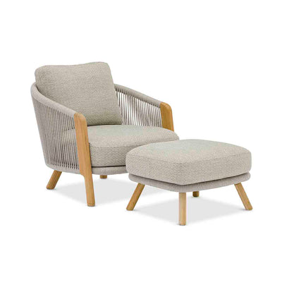 Milano Outdoor Teak and Rope Ottoman