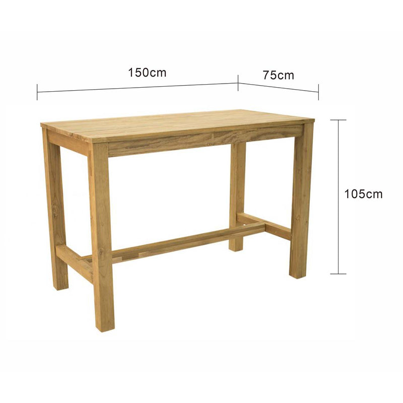 Miles Outdoor Recycled Teak Bar Table 150 cm