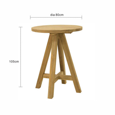 Milo Outdoor Recycled Teak Round Bar Table 80 cm