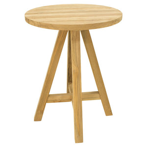 The 80 cm 'Milo' round wooden outdoor bar table, a favourite among Remarkable Outdoor Living's wooden outdoor tables, is displayed on a plain white background, viewed from a front angle.