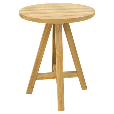 The 80 cm 'Milo' round wooden outdoor bar table, a favourite among Remarkable Outdoor Living's wooden outdoor tables, is displayed on a plain white background, viewed from a front angle.