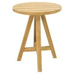 The 80 cm 'Milo' round wooden outdoor bar table, a favourite among Remarkable Outdoor Living's wooden outdoor tables, is displayed on a plain white background, viewed from a front angle.