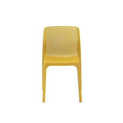 Mustard Yellow Resin Nardi Bit Outdoor Dining Chair displayed on a plain white background, viewed from the front.