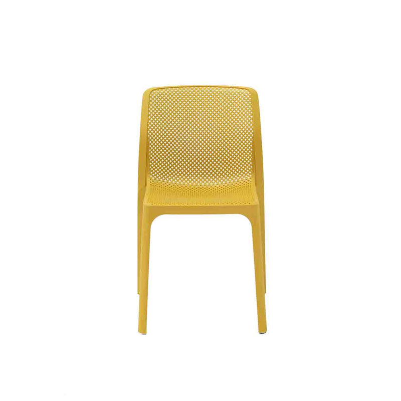 Mustard Yellow Resin Nardi Bit Outdoor Dining Chair displayed on a plain white background, viewed from the front.