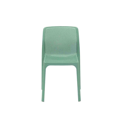 Bluish Green Resin Nardi Bit Outdoor Dining Chair displayed on a plain white background, viewed from the front.