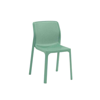Bluish Green Resin Nardi Bit Outdoor Dining Chair displayed on a plain white background, viewed from a front angle.