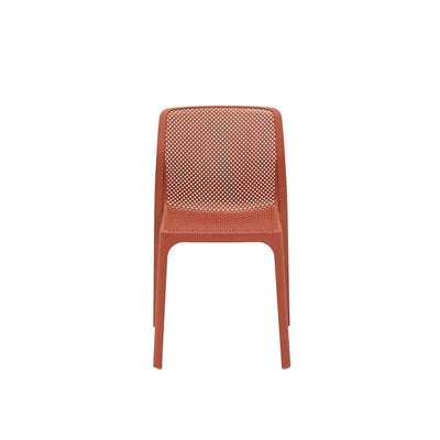 Red Resin Nardi Bit Outdoor Dining Chair displayed on a plain white background, viewed from the front.