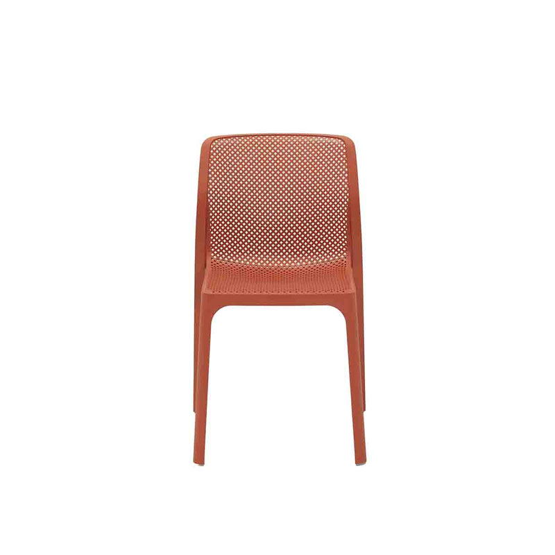 Red Resin Nardi Bit Outdoor Dining Chair displayed on a plain white background, viewed from the front.