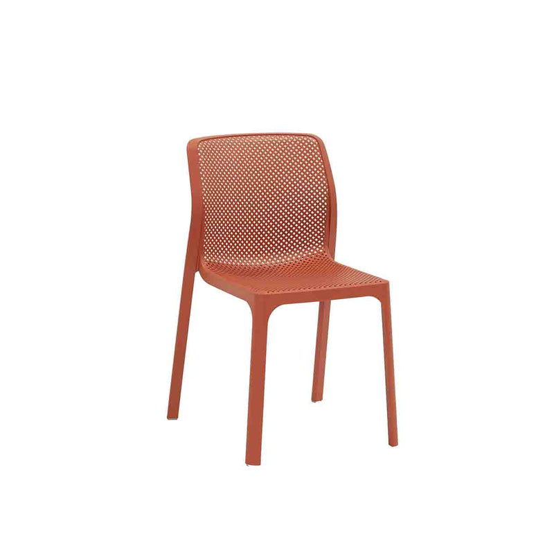 Red Resin Nardi Bit Outdoor Dining Chair displayed on a plain white background, viewed from a front angle.