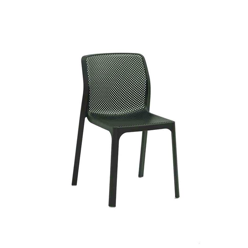 Black Resin Nardi Bit Outdoor Dining Chair displayed on a plain white background, viewed from a front angle.