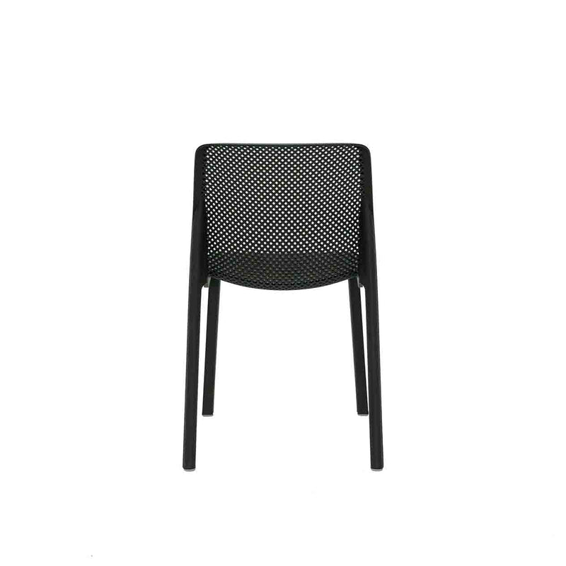 Black Resin Nardi Bit Outdoor Dining Chair displayed on a plain white background, viewed from the back.