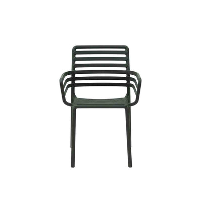 Black Resin Nardi Doga Outdoor Dining Chair (with arms) displayed on a plain white background, viewed from the front.