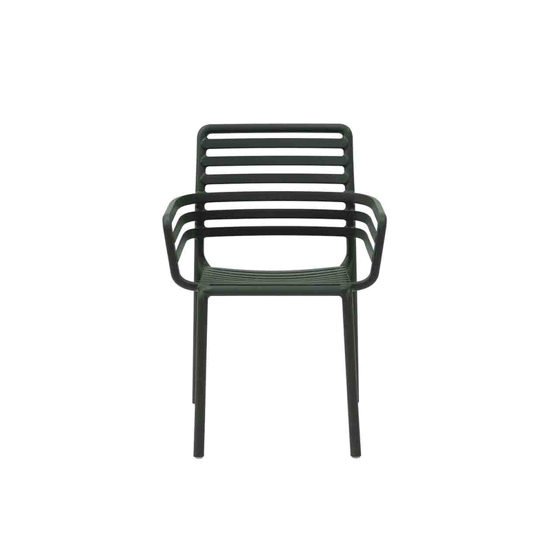 Black Resin Nardi Doga Outdoor Dining Chair (with arms) displayed on a plain white background, viewed from the front.