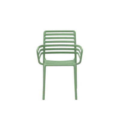 Light Green Resin Nardi Doga Outdoor Dining Chair (with arms) displayed on a plain white background, viewed from the front.
