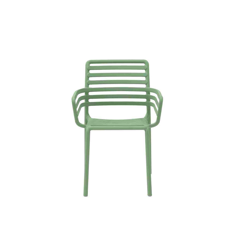 Light Green Resin Nardi Doga Outdoor Dining Chair (with arms) displayed on a plain white background, viewed from the front.