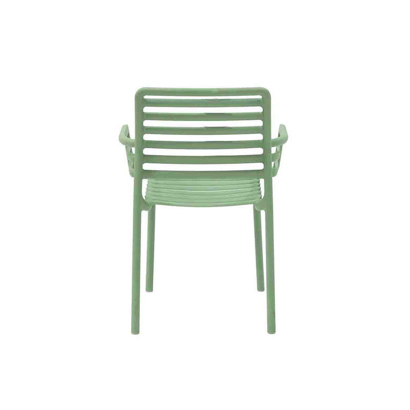 Light Green Resin Nardi Doga Outdoor Dining Chair (with arms) displayed on a plain white background, viewed from the back.