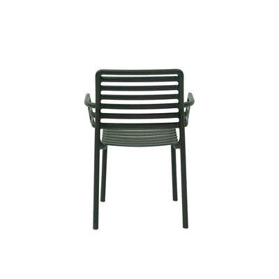 Black Resin Nardi Doga Outdoor Dining Chair (with arms) displayed on a plain white background, viewed from the back.