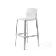 White resin 'Nardi Net' outdoor bar stool displayed on a plain white background, viewed from a front angle.