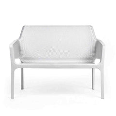 Modern, stackable Nardi Net Bench, an outdoor resin bench in various colours, perfect for garden or patio furniture