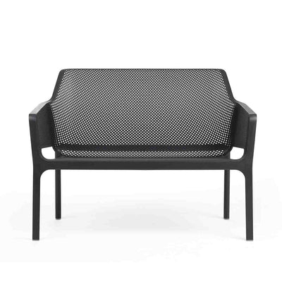 Modern, stackable Nardi Net Bench, an outdoor resin bench in various colours, perfect for garden or patio furniture